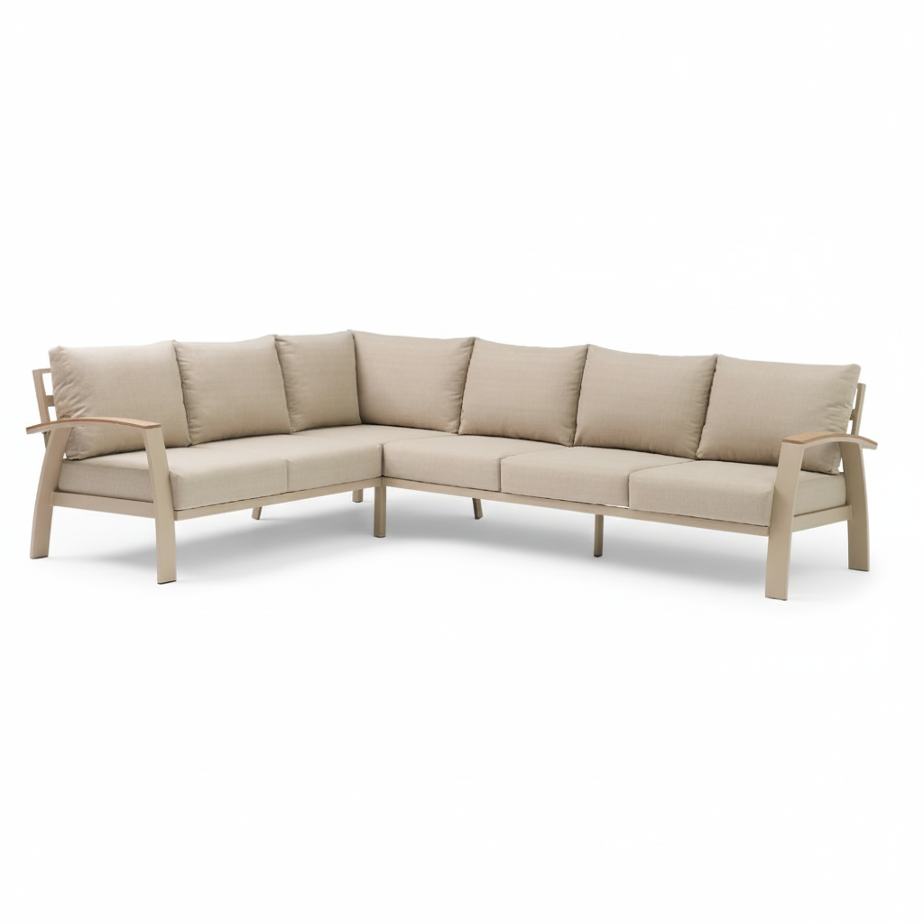 Bordeaux dining loungeset 6 personen | aluminium + polywood | beige | 4-delig - 290x225cm