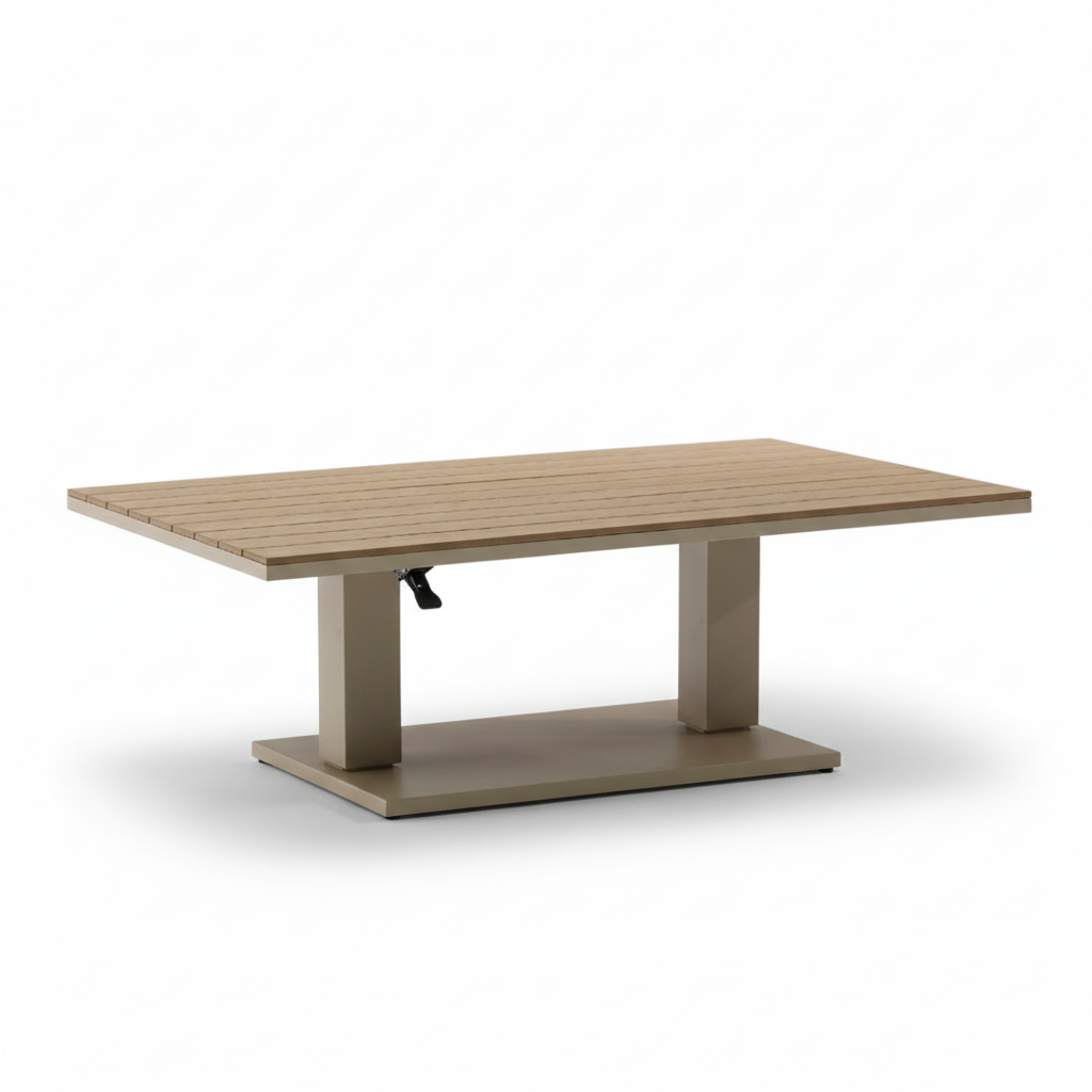 Bordeaux dining loungeset incl. bank 8 personen | aluminium + polywood | beige | 5-delig - 290x225cm