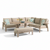 Bordeaux dining loungeset incl. bank 8 personen | aluminium + polywood | beige | 5-delig - 290x225cm