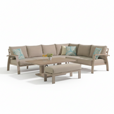 Bordeaux dining loungeset incl. bank 8 personen | aluminium + polywood | beige | 5-delig - 290x225cm