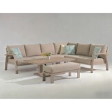 Bordeaux dining loungeset incl. bank 8 personen | aluminium + polywood | beige | 5-delig - 290x225cm