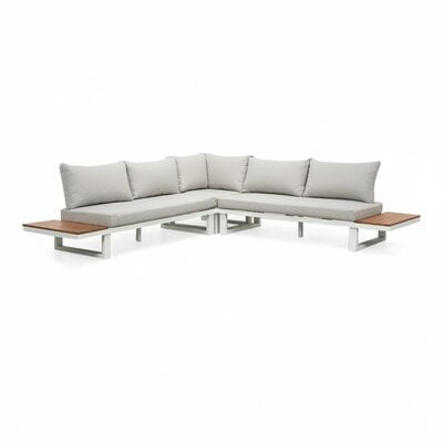 Canyon hoek loungeset 5 personen | aluminium + hardhout | wit/Light Teaklook  | 4-delig - 288x288cm