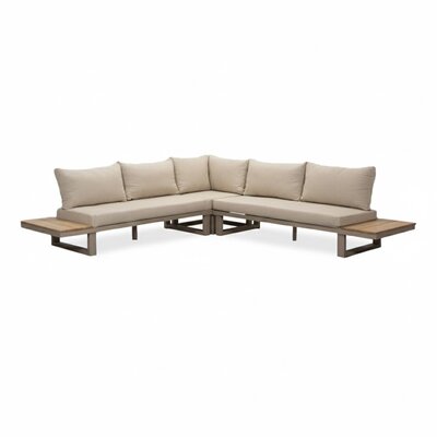 Canyon hoek loungeset 5 personen | aluminium + hardhout | beige | 4-delig - 288x288cm
