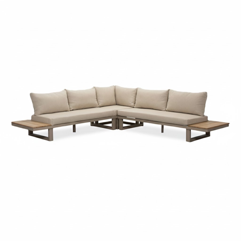 Canyon hoek loungeset 5 personen | aluminium + hardhout | beige | 4-delig - 288x288cm