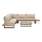 Canyon hoek loungeset 5 personen incl. tafel | aluminium + hardhout | beige | 5-delig - 288x288cm