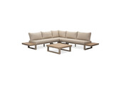 Canyon hoek loungeset 5 personen incl. tafel | aluminium + hardhout | beige | 5-delig - 288x288cm