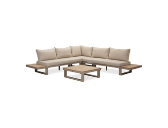 Canyon hoek loungeset 5 personen incl. tafel | aluminium + hardhout | beige | 5-delig - 288x288cm