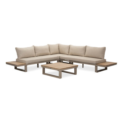 Canyon hoek loungeset 5 personen incl. tafel | aluminium + hardhout | beige | 5-delig - 288x288cm