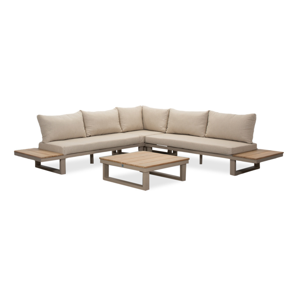 Canyon hoek loungeset 5 personen incl. tafel | aluminium + hardhout | beige | 5-delig - 288x288cm