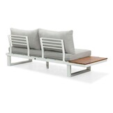 Canyon hoek loungeset 5 personen incl. tafel | aluminium + hardhout | wit/Light Teaklook  | 5-delig