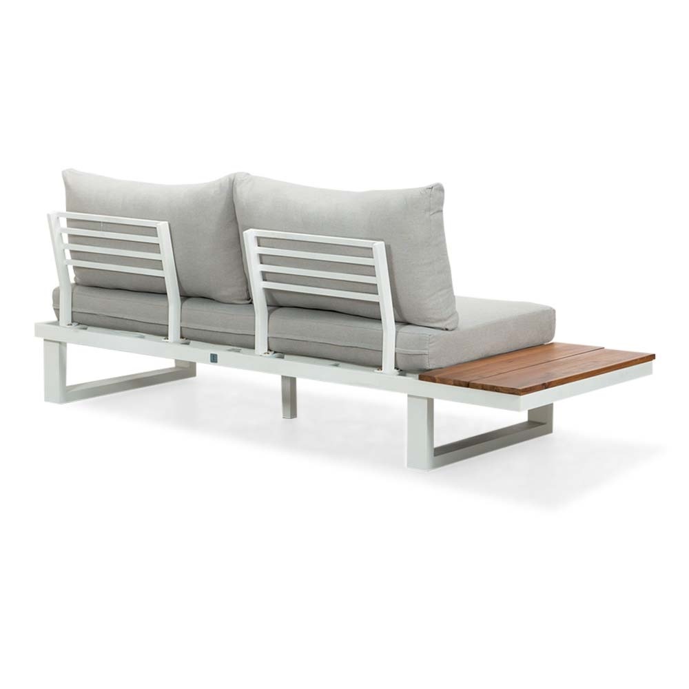 Canyon hoek loungeset 5 personen incl. tafel | aluminium + hardhout | wit/Light Teaklook  | 5-delig