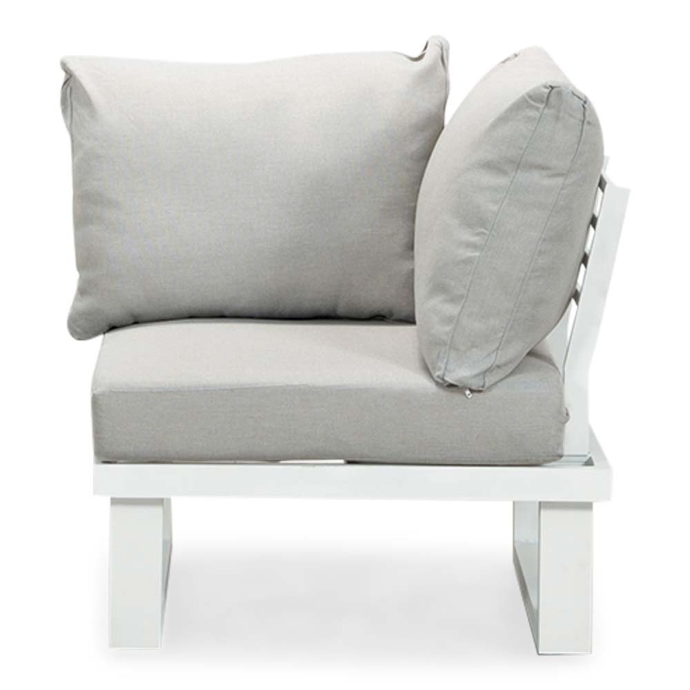 Canyon hoek loungeset 5 personen incl. tafel | aluminium + hardhout | wit/Light Teaklook  | 5-delig