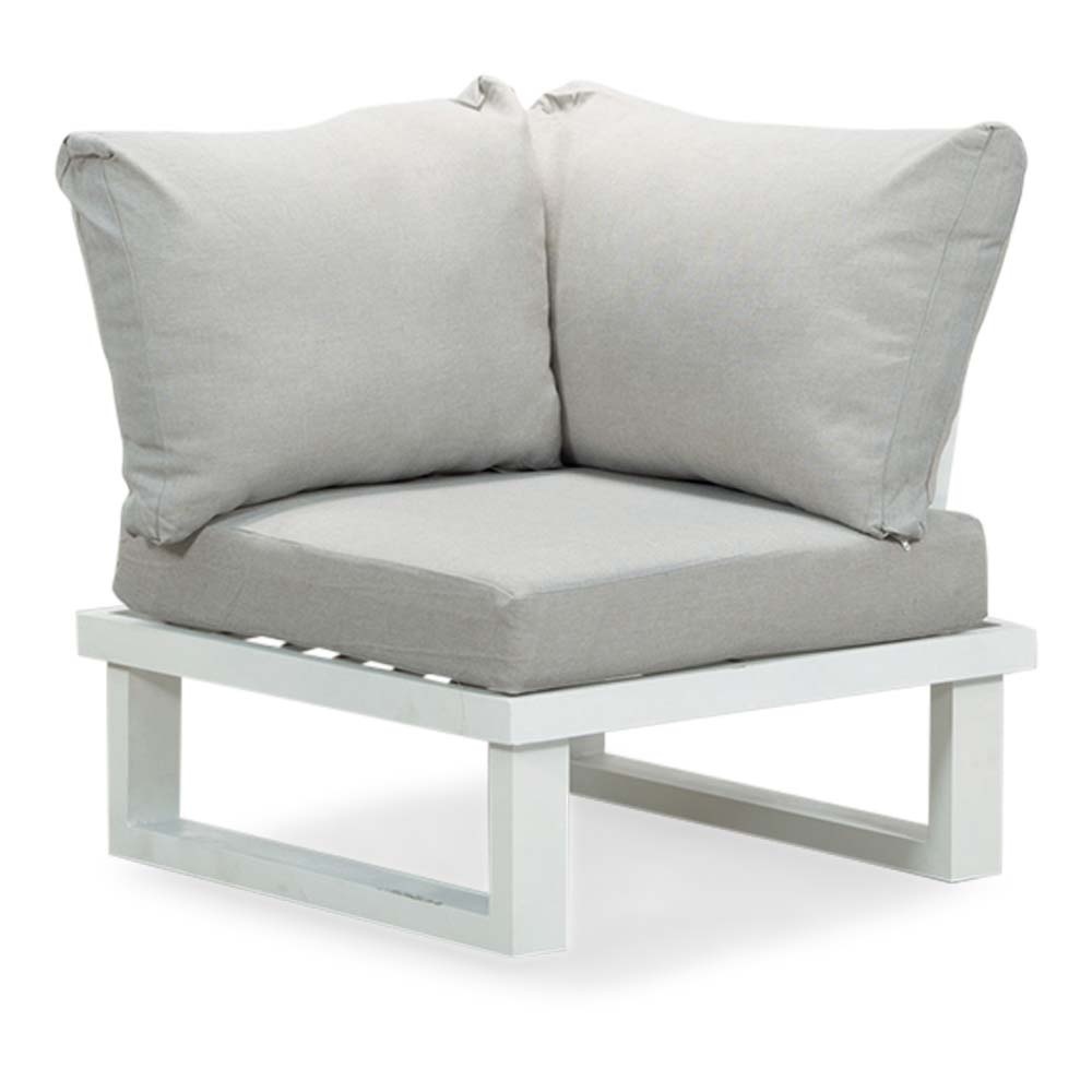 Canyon hoek loungeset 5 personen incl. tafel | aluminium + hardhout | wit/Light Teaklook  | 5-delig