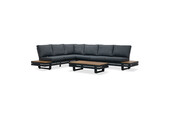 Vegas hoek loungeset-links 6 personen incl. tafel | aluminium + polywood | antraciet | 5-delig
