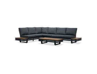 Vegas hoek loungeset-links 6 personen incl. tafel | aluminium + polywood | antraciet | 5-delig
