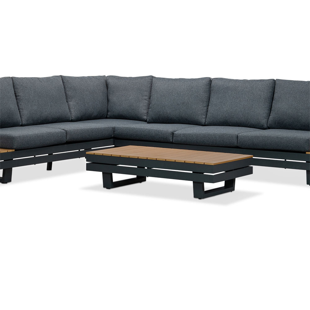 Vegas hoek loungeset-links 6 personen incl. tafel | aluminium + polywood | antraciet | 5-delig