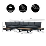 Vegas hoek loungeset-links 6 personen incl. tafel | aluminium + polywood | antraciet | 5-delig