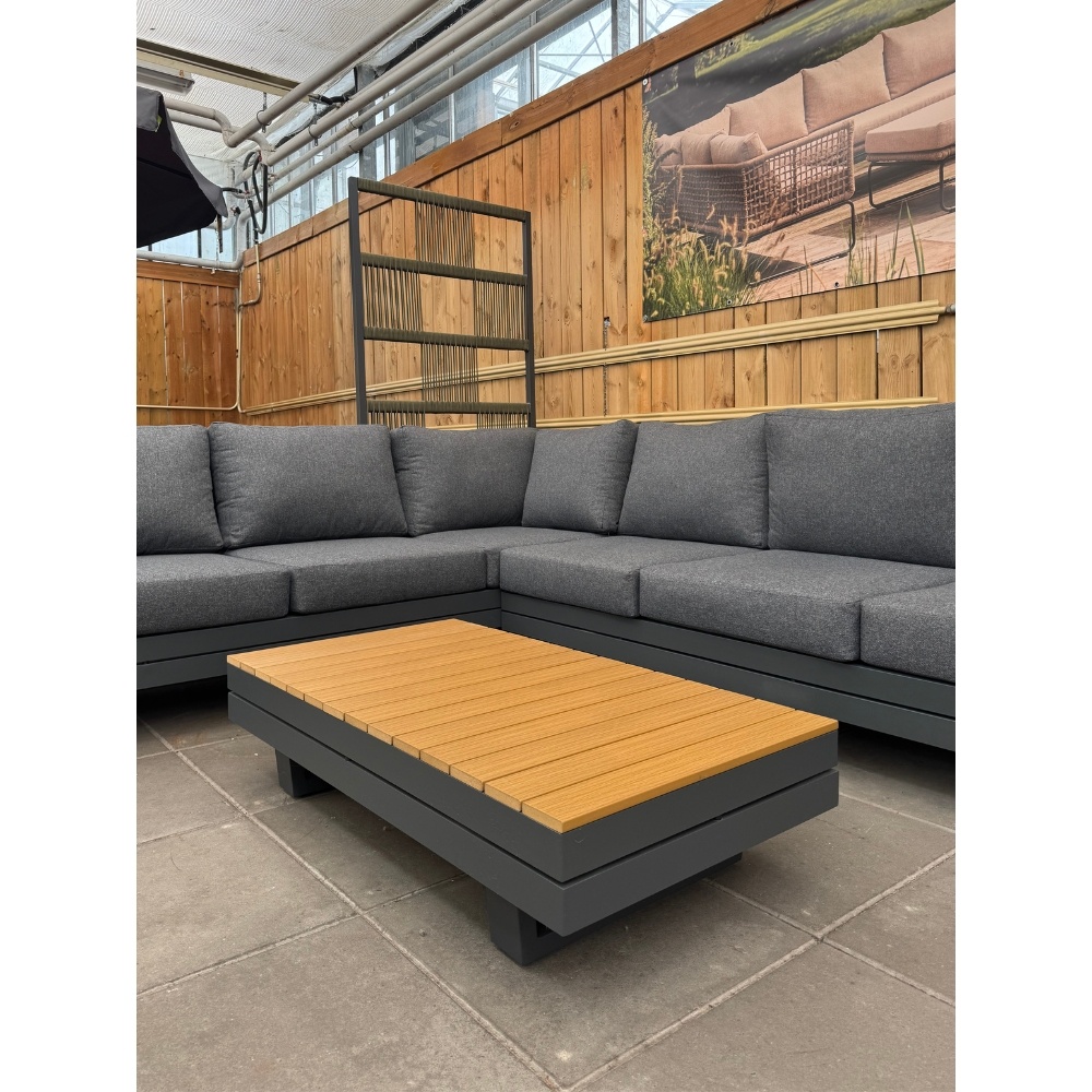 Vegas hoek loungeset-rechts 6 personen incl. tafel | aluminium + polywood | antraciet | 5-delig