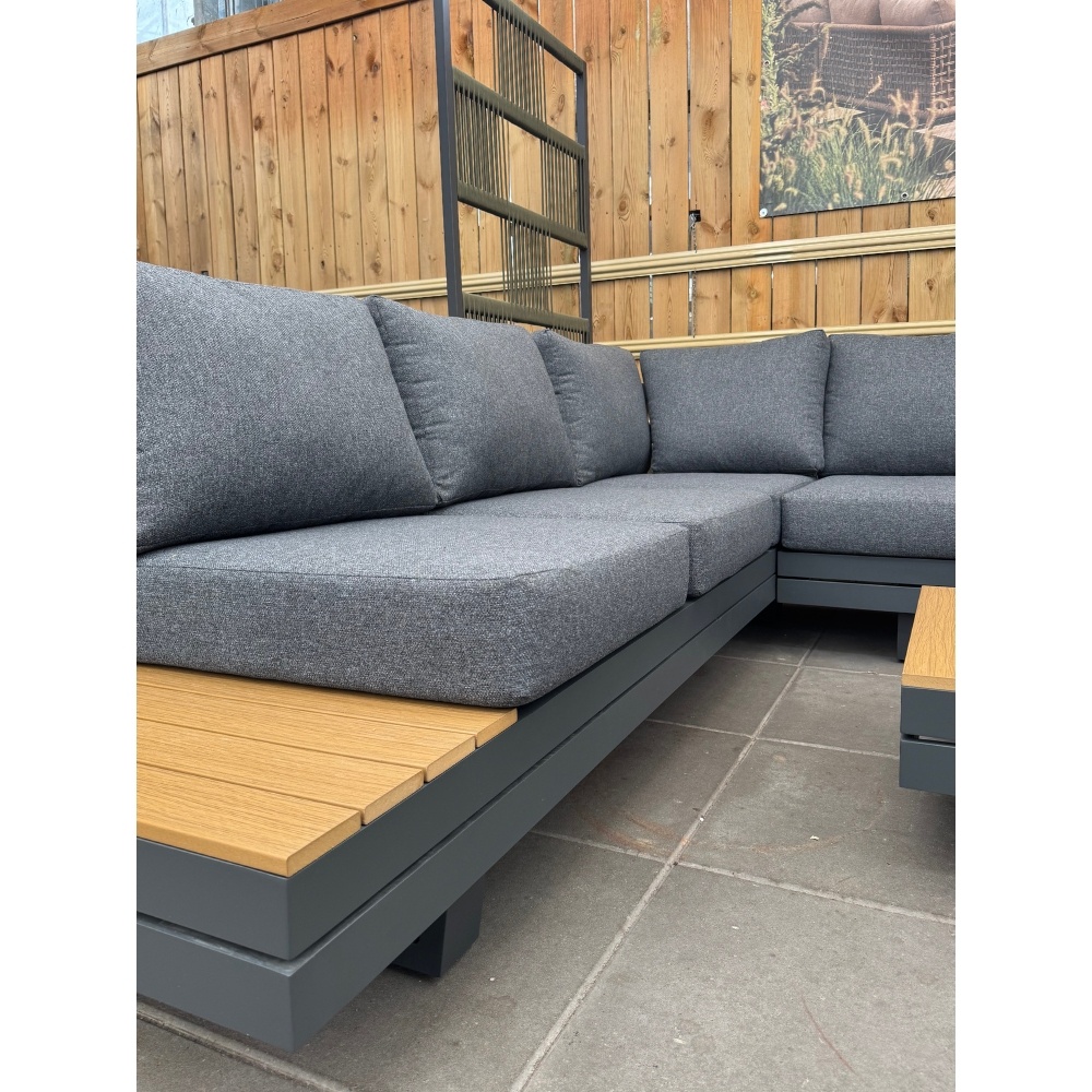 Vegas hoek loungeset-rechts 6 personen incl. tafel | aluminium + polywood | antraciet | 5-delig