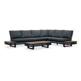 Vegas hoek loungeset-rechts 6 personen incl. tafel | aluminium + polywood | antraciet | 5-delig