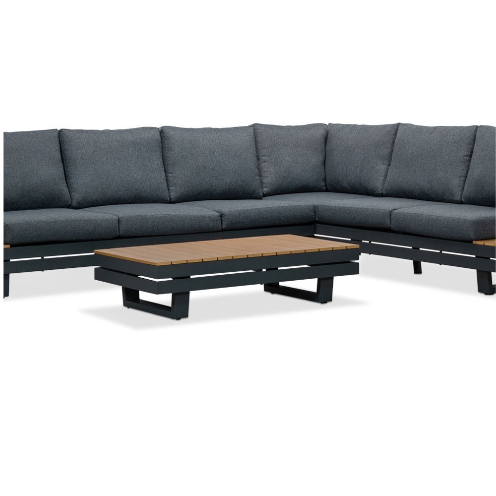 Vegas hoek loungeset-rechts 6 personen incl. tafel | aluminium + polywood | antraciet | 5-delig