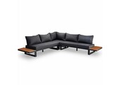 Canyon hoek loungeset 6 personen | aluminium + hardhout | Antraciet/Light Teaklook | 4-delig - 288x288cm