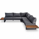Canyon hoek loungeset 6 personen | aluminium + hardhout | Antraciet/Light Teaklook | 4-delig - 288x288cm