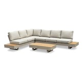 Vegas hoek loungeset-links 6 personen incl. tafel | aluminium + polywood | beige | 5-delig