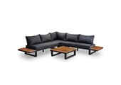 Canyon hoek loungeset incl. tafel | aluminium + hardhout | Antraciet/Light Teaklook | 4-delig