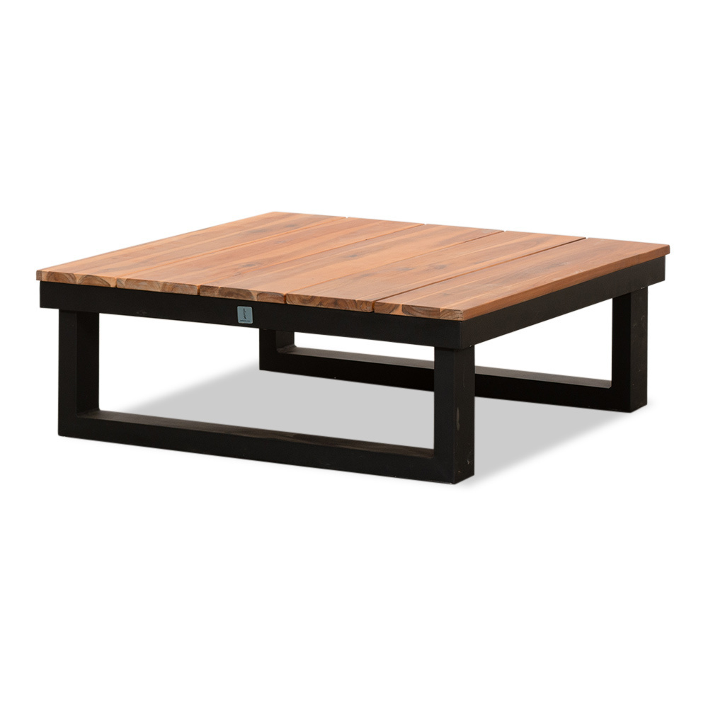 Canyon hoek loungeset incl. tafel | aluminium + hardhout | Antraciet/Light Teaklook | 4-delig