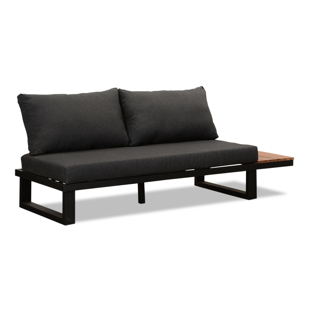 Canyon hoek loungeset incl. tafel | aluminium + hardhout | Antraciet/Light Teaklook | 4-delig