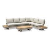 Vegas hoek loungeset-rechts 6 personen incl. tafel | aluminium + polywood | beige | 5-delig