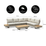 Vegas hoek loungeset-rechts 6 personen incl. tafel | aluminium + polywood | beige | 5-delig