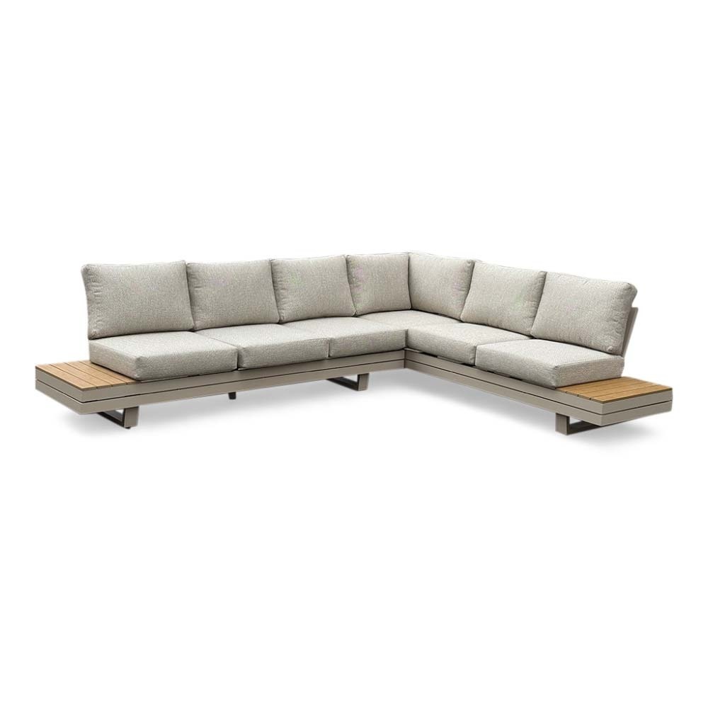 Vegas hoek loungeset-rechts 6 personen incl. tafel | aluminium + polywood | beige | 5-delig