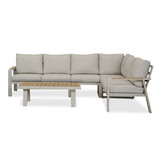 Lola hoek loungeset L-vorm 6 personen incl. tafel | aluminium + polywood | beige | 5-delig