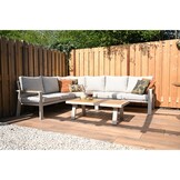 Lola hoek loungeset L-vorm 6 personen incl. tafel | aluminium + polywood | beige | 5-delig