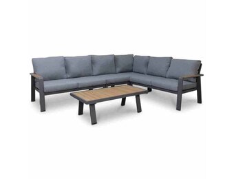 Lola hoek loungeset L-vorm 6 personen incl. tafel | aluminium + polywood | antraciet | 6-delig