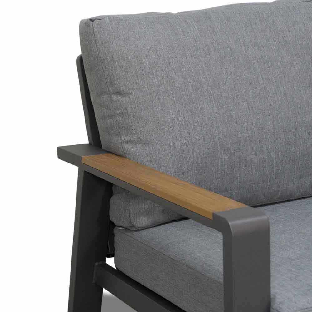 Lola hoek loungeset L-vorm 6 personen incl. tafel | aluminium + polywood | antraciet | 6-delig