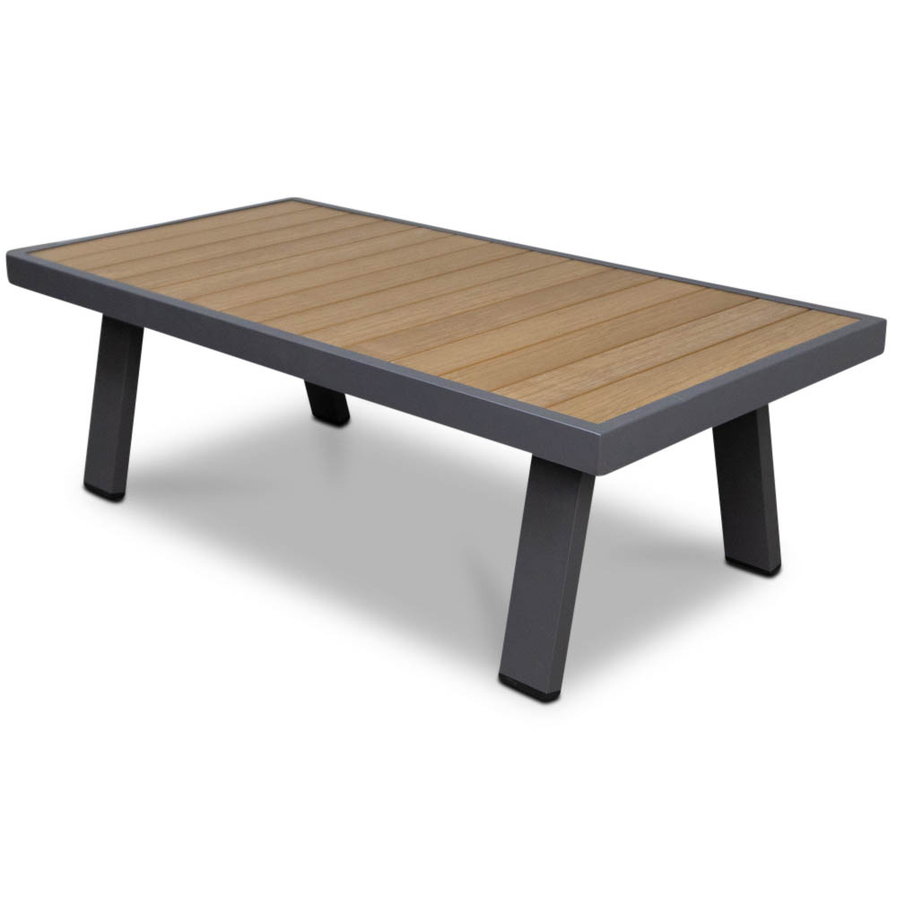 Lola loungetafel rechthoekig | aluminium + polywood | Natural Wood/antraciet | 121x60cm
