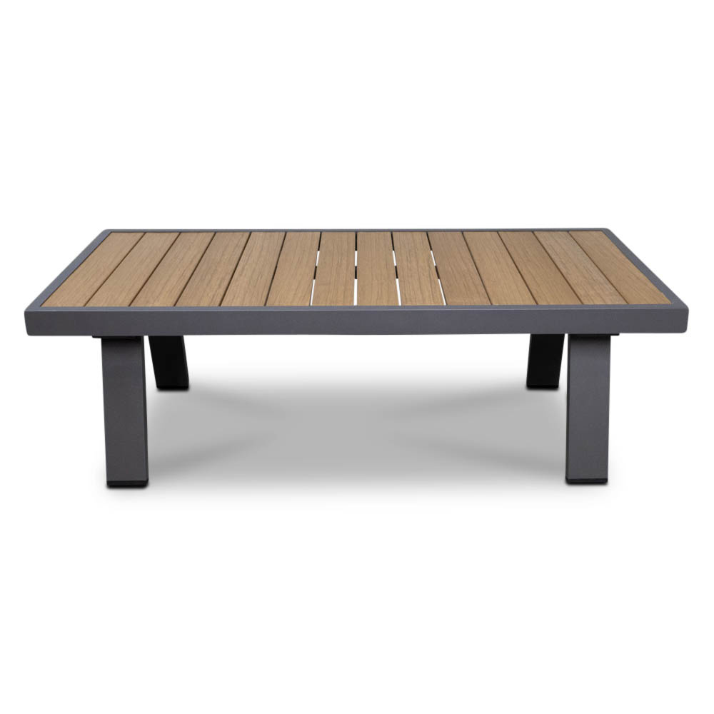 Lola loungetafel rechthoekig | aluminium + polywood | Natural Wood/antraciet | 121x60cm