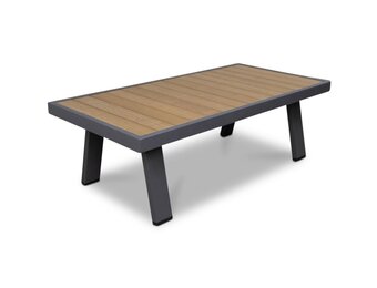 Lola loungetafel rechthoekig | aluminium + polywood | Natural Wood/antraciet | 121x60cm