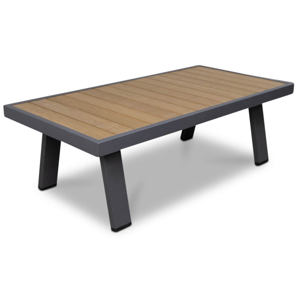 Lola loungetafel rechthoekig | aluminium + polywood | Natural Wood/antraciet | 121x60cm afbeelding