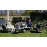 Palermo stoel-bank loungeset met betonlook tafel 5 personen | aluminium + touw | olijfgroen | 5-delig