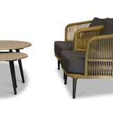 Palermo stoel-bank loungeset met betonlook tafel 5 personen | aluminium + touw | olijfgroen | 5-delig