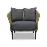 Palermo stoel-bank loungeset met betonlook tafel 5 personen | aluminium + touw | olijfgroen | 5-delig