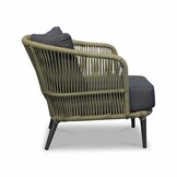 Palermo stoel-bank loungeset met betonlook tafel 5 personen | aluminium + touw | olijfgroen | 5-delig