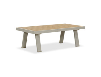Lola loungetafel rechthoekig | aluminium + polywood | Natural Wood/beige | 121x60cm