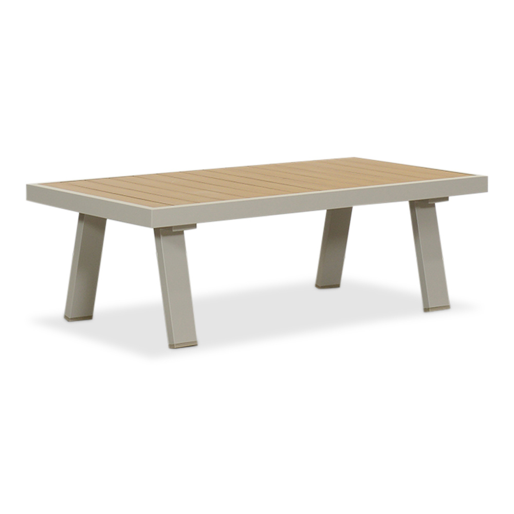 Lola loungetafel rechthoekig | aluminium + polywood | Natural Wood/beige | 121x60cm