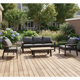 Lola stoel-bank loungeset 5 personen | aluminium + polywood | antraciet | 4-delig