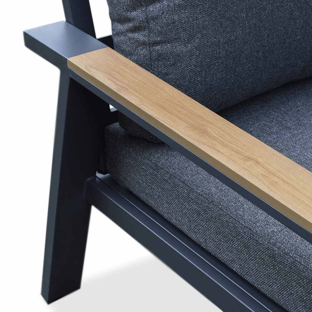 Lola stoel-bank loungeset 5 personen | aluminium + polywood | antraciet | 4-delig